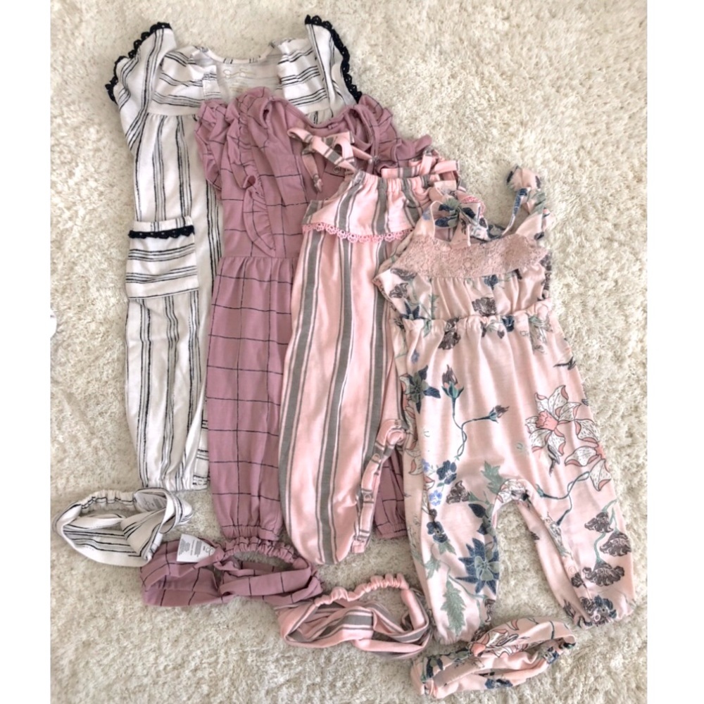 4 Jessica Simpson baby Jumpers with headbands